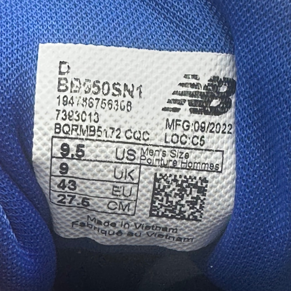 New Balance BB550SN1 Mens Size 9.5 "White Team Royal" Shoes 550 Retro Sneakers - Picture 2 of 10